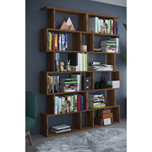 6 Raflı Çift Modül Zigzag Kitaplık Çalışma Odası Ofis Kitaplık