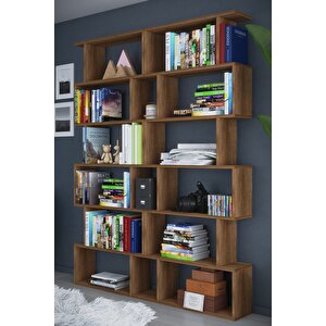 6 Raflı Çift Modül Zigzag Kitaplık Çalışma Odası Ofis Kitaplık