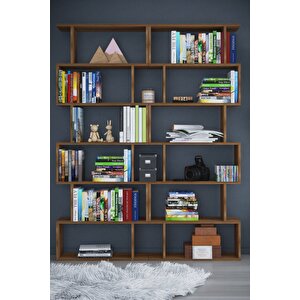 6 Raflı Çift Modül Zigzag Kitaplık Çalışma Odası Ofis Kitaplık