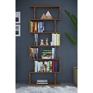 6 Raflı Tek Modül Zigzag Kitaplık Çalışma Odası Ofis Kitaplık