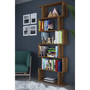 6 Raflı Tek Modül Zigzag Kitaplık Çalışma Odası Ofis Kitaplık