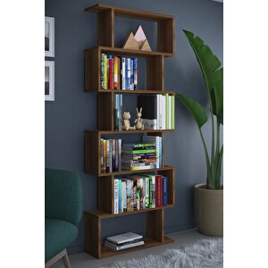 6 Raflı Tek Modül Zigzag Kitaplık Çalışma Odası Ofis Kitaplık