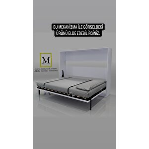 Akıllı Mobilya Çift Kişilik Yatay Açılır Duvar Yatağı Mekanizması (kendi Duvar Yatağını Yap) 160x200 cm