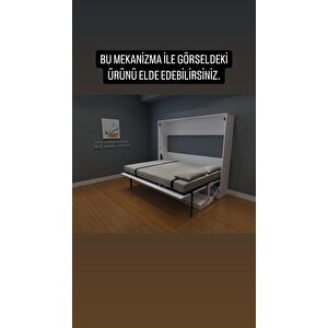 Akıllı Mobilya Çift Kişilik Yatay Açılır Masalı Duvar Yatağı Mekanizması (kendi Duvar Yatağini 120x200 cm