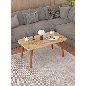 Oval Orta Sehpa Atlantik Çam Gövde Ahşap Ayak