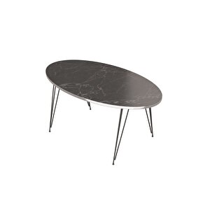 Granit Siyah Mermer Silver Kenar Siyah Ayak Orta Sehpa