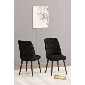 Pia 70x120 Siyah Mutfak Masası, Masa Sandalye Takımı, Masa Takımı, 4 Siyah Sandalye Siyah