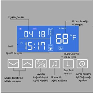 Avend Dokunmatik Akıllı Ayna Bluetoothlu Buhar Tutmayan Hd 3 Renk Ledli Banyo Aynası Dekoratif Ayna 80x60