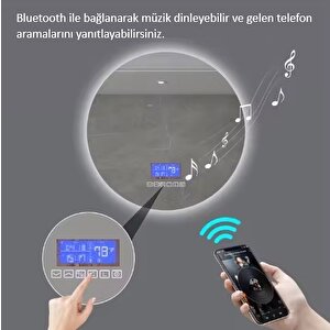 Avend Dokunmatik Akıllı Ayna Bluetoothlu Buhar Tutmayan Hd 3 Renk Ledli Banyo Aynası Dekoratif Ayna 80x60