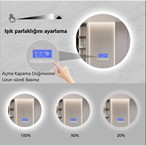 Avend Dokunmatik Akıllı Ayna Bluetoothlu Buhar Tutmayan Hd 3 Renk Ledli Banyo Aynası Dekoratif  Ofis Duvar Lavabo Aynası 60x80
