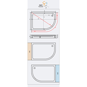 100x130 Oval Asimetrik Akrilik Panelli Tekne H : 18 100x130 cm