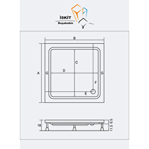 Corner 85x85 Kare Akrilik Panelli Tekne  H : 18