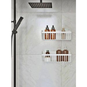 Yapışkanlı Plastik Banyo Rafı İkili Banyo Düzenleyici Duş Rafı Organizer Şampuanlık