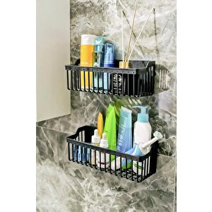 Yapışkanlı Plastik Banyo Rafı İkili Banyo Düzenleyici Duş Rafı Organizer Şampuanlık