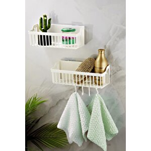 Yapışkanlı Plastik Banyo Rafı İkili Banyo Düzenleyici Duş Rafı Organizer Şampuanlık