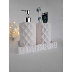 3 Parça Beton Kristal Desen Sıvı Sabunluk Set