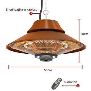 Mirkraft Elirg Rc 2000w Kumandalı, Led Aydınlatmalı Bakır Rengi Tavan Tipi Isıtıcı