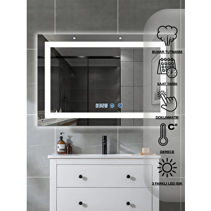 Avend Dokunmatik Akıllı Ayna Hd 3 Renk Ledli Buhar Tutmayan Banyo Aynası Dekoratif  Ofis Duvar Lavabo Aynası 60x90 cm