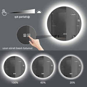 Avend Dokunmatik Akıllı Ayna Buhar Tutmayan Hd 3 Renk Ledli Ekranlı Banyo Aynası Dekoratif  Ofis Duvar Lavabo Aynası 60x90 Cm