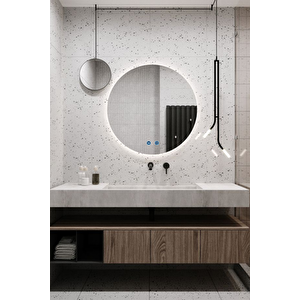 Avend Dokunmatik Akıllı Ayna Buhar Tutmayan Banyo Aynası Hd 3 Renk Ledli Dekoratif Yuvarlak Ayna 75cm