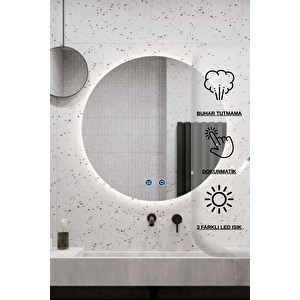 Avend Dokunmatik Akıllı Ayna Buhar Tutmayan Banyo Aynası Hd 3 Renk Ledli Dekoratif  Ofis Duvar Lavabo Aynası 75cm