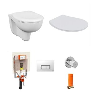 Vitra Arkitekt Asma Klozet + Nkp Slim Smart Yavaş Kapanır Kapak + Vitra Gömme Rezervuar Set