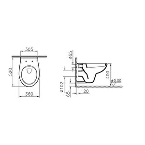 Vitra Arkitekt Asma Klozet + Nkp Slim Smart Yavaş Kapanır Kapak + Vitra Gömme Rezervuar Set