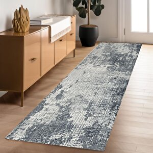 Modern Kesme Yolluk Oda - Salon - Mutfak Dijital Baskı Kaymaz Taban Yıkanabilir Gri Renkli Sonsuz Desen Halı 120x180 cm