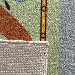 Çocuk Bebek Odası Eğitici Oyun Halısı Trafik Temalı Yeşil Gri Halı Kaymaz Taban Yıkanabilir 80x150 cm