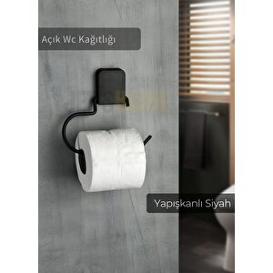 Paslanmaz Kapaksız Tuvalet Kağıdı Askılığı Wc Kağıtlık Tutucu Siyah