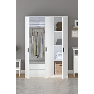 Almi̇la 135 Cm 3 Kapakli Beyaz Gardirop