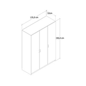 Almi̇la 135 Cm 3 Kapakli Beyaz Gardirop