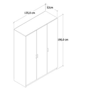 Ali̇ra 135 Cm 3 Kapakli Gardirop Antrasi̇t