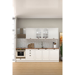 270 Cm Greena White Tezgahlı %100 Mdf Hazır Mutfak Dolabı