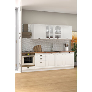 270 Cm Greena White Tezgahlı %100 Mdf Hazır Mutfak Dolabı