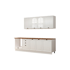 270 Cm Greena White Tezgahlı %100 Mdf Hazır Mutfak Dolabı
