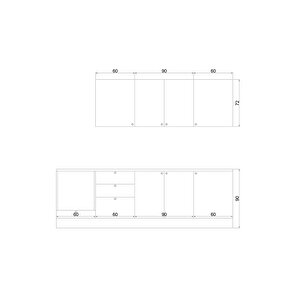 270 Cm Greena White Tezgahlı %100 Mdf Hazır Mutfak Dolabı