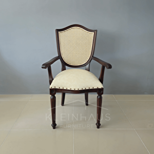 Vintage Ahşap Sandalye - Klasik Kollu Sandalye - Yemek Odası Sandalyesi
