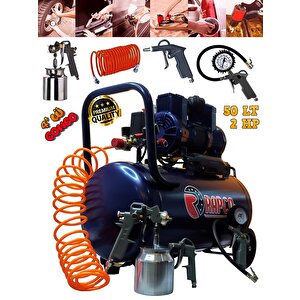 Rapco 50 Litre Yağsız Süper Hızlı Dolum Sessiz Hava Kompresörü 4 Lü Kombo Set