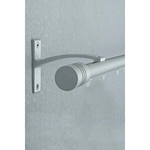 Kornişli Metal Rustik Mat Gri 20mm Tek Raylı Perde Askısı, Rustik Borusu, Metal Korniş 110 cm