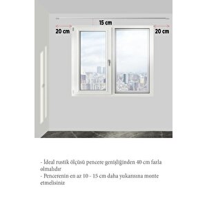 Kornişli Metal Rustik Mat Gri 20mm Çift Raylı Perde Askısı, Rustik Borusu, Metal Korniş