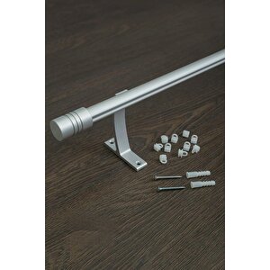 Kornişli Metal Rustik Mat Gri 20mm Tek Raylı Perde Askısı, Rustik Borusu, Metal Korniş