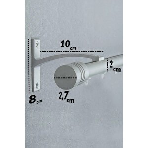 Kornişli Metal Rustik Mat Gri 20mm Tek Raylı Perde Askısı, Rustik Borusu, Metal Korniş