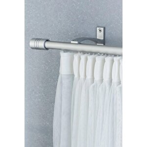 Kornişli Metal Rustik Mat Gri 20mm Tek Raylı Perde Askısı, Rustik Borusu, Metal Korniş