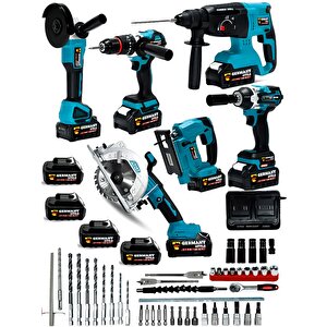 Şarjlı Pro 6'lı Makine Seti Matkap Dekupaj Daire Testere Taşlama Hilti Somun Sökme