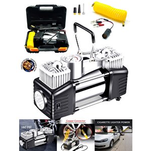 Oto Kamyon Lastik Şişirme 12v 150psi  Çift Piston Çantalı Hava Kompresörü