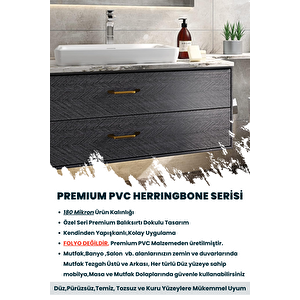 Technojet Kendinden Yapışkanlı Dokulu Balıksırtı Desen Premium Mutfak Duvar Dolap Kaplama 60cmx500cm