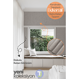 Kendinden Yapışkanlı Dokulu Keten Görünümlü Mutfak Salon Duvar Dolap Masa Kaplama 60x100cm Vizon