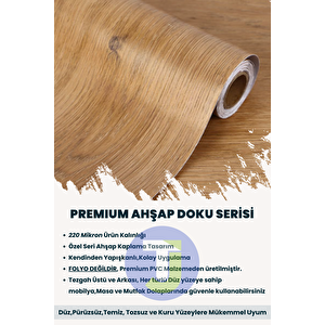 Technojet Kendinden Yapışkanlı Dokulu Ahşap Görünümlü Premium Mutfak Duvar Dolap Kaplama 60cmx300cm
