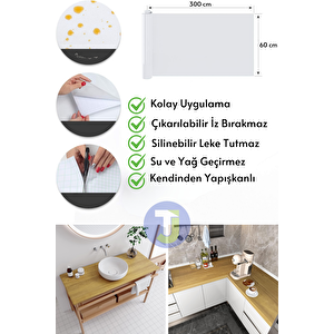 Technojet Kendinden Yapışkanlı Dokulu Ahşap Görünümlü Premium Mutfak Duvar Dolap Kaplama 60cmx300cm